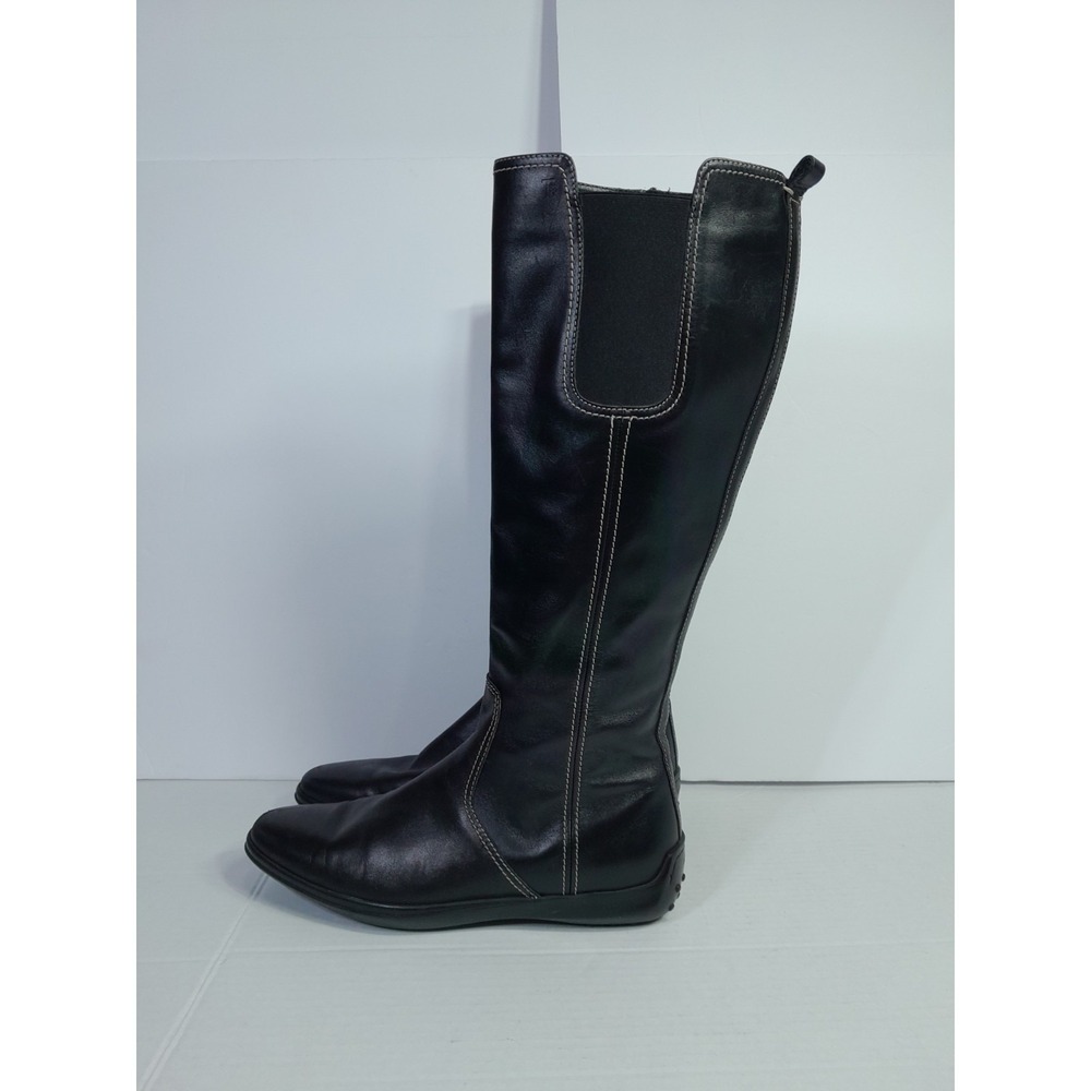 Tod's High Riding Boot Black EU 38.5 / US 8.5 Women Side Zip - Picture 10 of 13